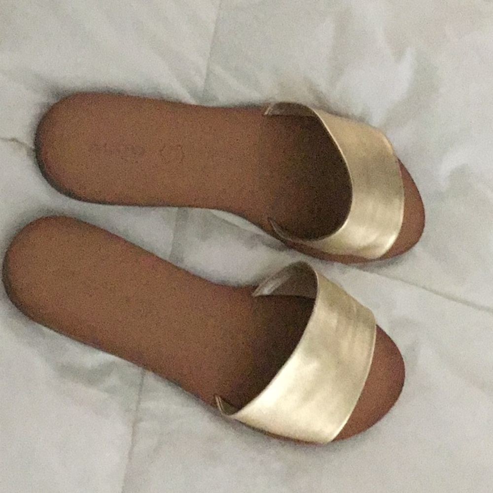 Gold leather slides